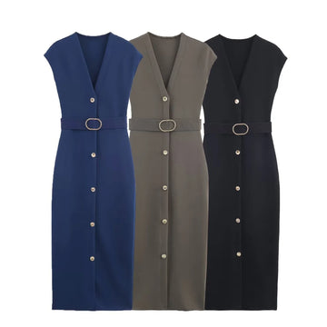 Women's Belted Midi Dress
