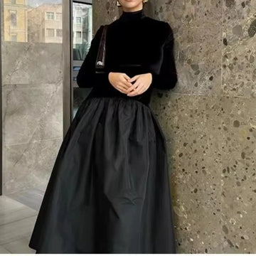High-Neck Corduroy Dress